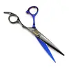 Tijeras de Peluquería Cubiertas Negro y Azul de 6.0 pulgadas, Tijeras para el Cabello, Tijeras Dentales, Dientes de Astas, Dientes Sin Marca, Dientes en Forma de V, Dientes de Espina de Pescado