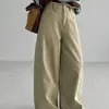 Jeans de mujer coreanos Dongdaemun de cintura ajustable, estilo retro americano, retazos, dobladillo curvo, pantalones de pierna ancha sueltos de cintura alta para otoño