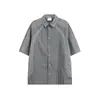 Ropa de Hombre Beijie Verano 2026 Nueva Camisa de Manga Corta a Rayas con Retazos Camisa Chaqueta Holgada de Moda para Hombre