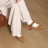 Sapatos de Salto Foscos para Mulheres no Outono e Inverno, Sapatos Mary Jane Versáteis com Bico Quadrado e Corte Baixo, Sapatos Peludos