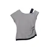 Camiseta corta gris elegante y única de un solo hombro para mujer, top sexy ajustado de verano estilo americano sin hombros