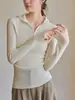Novedad Otoño 2026 Camiseta Base de Punto Yangzi Lana Fina Importada Sin Costuras Cuello Medio Alto para Mujer