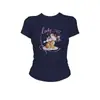 Camiseta de Manga Corta con Diseño de Perro de Dibujos Animados Dulce y Letras, Nueva de Verano para Mujer, Versátil, Casual, Prenda Base