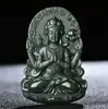 Jade Hetian de Xinjiang Zafiro Verde Torre Primera Calidad Material Fino Cuatro Brazos Guanyin Colgante de Paisaje para Hombres y Mujeres Colgante de Jade