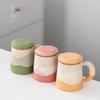 Caneca de Chá Gradiente Estilo Chinês com Tampa e Infusor para Uso Doméstico e no Escritório, Caneca de Cerâmica para Beber Chá para Homens e Mulheres