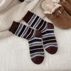 Calcetines Maillard Pile con Puntadas Peludas Rayas Algodón para Mujer Retro Otoño e Invierno Cálidos Absorbentes de Sudor de Media Pantorrilla