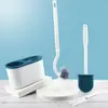 Set de cepillo para inodoro de pared japonés Cepillo de baño Sin ángulo muerto Mango largo Cerdas suaves Cepillo de limpieza Artículos de tocador diarios para el hogar