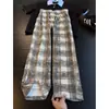 Pantalones a cuadros retro americanos transfronterizos para hombre, otoño y primavera, fluidos, tacto de alta gama, pierna recta, holgados, deportivos, casuales, largos