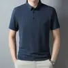Camisa Polo de Verano Delgada para Hombre con Malla de Bambú, Resistente a las Manchas, Camisa de Manga Corta de Seda Helada con Cuello Versátil