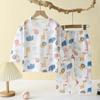 Conjunto de pijama de bebê infantil Roupas de ar condicionado de algodão puro para homens e mulheres Crianças Classe A Primavera e verão de mangas compridas Roupas finas para casa