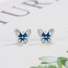 S999 Prata Azul Borboleta Brincos Simples Das Mulheres Pequenas e Pequenas Fresco Elegante Unhas Da Orelha Mori Bonito Orelha Acessórios