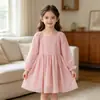 En stock vestido de princesa de manga larga Otoño Invierno Europeo Americano Vestido Casual de Niños Chifón temu Vestido de Cuadrado tiktok