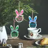 Nuevas decoraciones de huevos de madera 2024 Decoración de fiesta del Día de Pascua Pintura de colores Manualidades DIY Adornos colgantes