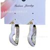 Tiktok popular elegante branco óleo pingando adorável zircão orelha fivela cheia diamante alta qualidade moda temperamento orelha jóias