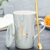 Taza Creativa Pequeña Fresca con Tapa y Cuchara para Hogar Oficina Taza para Jugo Leche Taza para Pareja Taza de Agua Taza Personalizada con Apellido