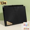 Carpeta avanzada negra de 13 compartimentos para oficina, materiales de almacenamiento, bolsa de archivo portátil, clip para sujetar papeles de examen, artefacto organizador