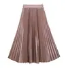 Falda de Moda Feiyuan Simple de Color Sólido Versátil Acampanada para Mujer, Nuevo Estilo Primavera/Verano, Elegante y Suave Falda Plisada con Caída