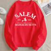 Sudadera con capucha casual de cuello redondo para mujer estampada con Salem Massachuse