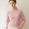 Novo Estilo Outono/Inverno 2026 Suéter Gola Alta 100% Caxemira Pura para Mulheres, Camisa Base de Tricô Grosso Canelado Solta
