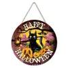 Placa de Madeira de Gato Engraçado para Halloween Transfronteiriça Estilo Americano Abóbora Gato Preto Decoração Atmosfera Festiva Artesanato