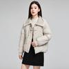 Chamarra de plumón auténtico para mujer 2025 Invierno Nuevo estilo 90 Terciopelo Plumón de pato blanco Corto Solapa Pequeño Pan Engrosado Chaqueta