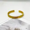 Venda Direta do Fabricante, Modelo Mais Vendido Transfronteiriço, Pulseira Aberta em Formato de C com Recorte Oval Estilo Grade de Aço Inoxidável 304