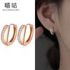 Hee Cu E1498 S925 pendientes de viento frío con personalidad, moda, huecos geométricos, hebilla de oreja, temperamento simple, nueva tendencia