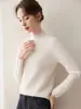 Versátil para el trabajo~Suéter de cachemira de cuello semi-alto para mujer, holgado, engrosado, otoño e invierno, tejido de lana, capa interior, capa base, camisa