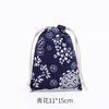 Bolsa de tela de algodón y lino con cordón de ajuste de porcelana étnica azul y blanca con texto impreso jugar joyería regalo almacenamiento acabado paquete bolsillo