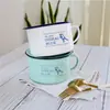 Taza Retro de Esmalte Pájaro Azul para Fideos Instantáneos Lonchera Japonesa para Fideos Instantáneos Taza Doméstica para Fideos Instantáneos con Tapa