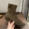 Botines de gamuza plisados estilo francés para mujer, colección otoño 2026, con tacón oculto, punta fina, ajuste ceñido, cierre de cremallera en la parte trasera, tipo calcetín, modernos y a la moda