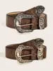 Cinturón de Estilo Europeo y Americano Transfronterizo Spice Girls Diario Textura Marrón Nicho Hebilla de Pin Patrón Especial Impreso Cinturón por Lotes para Hombres y Mujeres