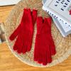 24 Luvas Quentes de Inverno para Mulheres Novas Lã Outono e Inverno Cinco Dedos Tricotadas Cor Sólida à Prova de Frio Tela Sensível ao Toque Caxemira Ciclismo Acolchoadas