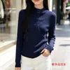 Top de Malha Cropped com Gola Alta Assimétrica para Mulheres Novo Outono/Inverno Design Emagrecedor Camada Base