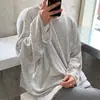 Camiseta Básica de Manga Larga con Diseño Casual de Estilo Nuevo para Primavera y Otoño, Hombro Caído, Cuello Grande, Amigable con la Piel, Cuello Redondo Bajo para Hombre