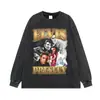 Chaleco con Estampado Transfronterizo Oversize Marca Trendy de Cantante Camiseta de Manga Larga para Hombre y Mujer Estrella Media Manga Estilo Ins Primavera y Otoño