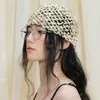 Gorro de Lentejuelas Estilo Coreano para Mujer, Moda Tejido Hueco Sombrero para la Cabeza, Sombrero Delgado Transpirable de Primavera y Verano que Hace que la Cara Parezca Más Pequeña
