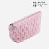 Bolsa de Maquiagem Xadrez Macia de Pelúcia Estilo Coreano com Pingentes de Estrela, Bolsa Portátil de Armazenamento de Artigos de Higiene Pessoal para Viagem