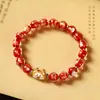 Estilo étnico año del dragón Chengxiang pan de oro esmalte de color pulsera DIY templo con cuentas pulsera simple para hombres y mujeres venta al por mayor