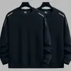 Moletom masculino, novo modelo primavera e outono 2026, gola redonda, corte solto, blusa de outono sem capuz, jaqueta de manga comprida para adolescentes