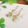 Brincos Yilu Prata Natural Hetian Prata Esterlina S925 Jaspe Gota D'água Fênix Estilo Antigo Brincos de Prata Chineses Gancho para Orelha Atacado