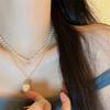 Collar de doble capa con perlas de amor de sirena Ji para mujer, diseño ligero y lujoso, cadena de clavícula de alta calidad, elegante y dulce.