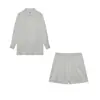 Otoño 2023 Nueva Ropa para Mujer AliExpress Camisa con Mangas Abullonadas de Jacquard Top Shorts Traje Casual con Sentido para Ir al Trabajo Mujer