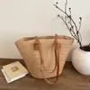 Bolso de paja para mujer, bolso de verano, bolso tote de moda, bolso tejido de gran capacidad, bolso tipo cubo de diseño nicho, bolso de mano para mujer