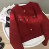 Chaqueta corta acolchada de terciopelo color burdeos estilo Chanel para mujer, abrigo nuevo y grueso de invierno 2026 para mujeres menudas