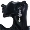 Brincos Mais Vendidos Transfronteiriços Europeus e Americanos, Brincos Longos Exquisitos Cravejados com Diamantes, Acessórios Elegantes para Vestidos de Noiva, Brincos de Pérola para Mulheres
