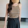 Camisola de Punto Rayada para Mujer Verano Nueva Anti-Exposición Slim Corta Chica Caliente Capa Interior
