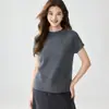 Suéter 100% Caxemira Pura para Mulheres, Linha Pronta para Vestir, Bainha Enrolada, Gola Redonda, Camiseta Base, Peça Externa Elegante, Tricô
