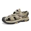 Sandalias de playa de cuero para hombre de talla grande, de punta cerrada, estilo veraniego moderno, zapatos casuales para exteriores, sandalias de meter transpirables