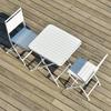 Mesa plegable minimalista moderna para exteriores, mesa y silla de madera plástica para uso comercial al aire libre, mesa y silla plegables para patio de villa y ocio